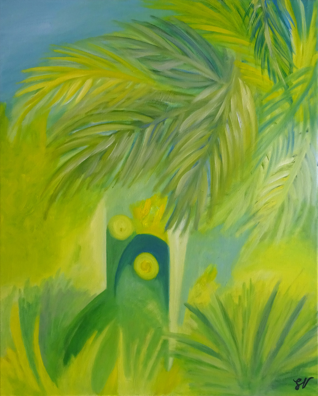 SandraVigouroux-Esprits de la forêt, Peinture à l'huile sur toile, 81 x 65 cm, 2020
