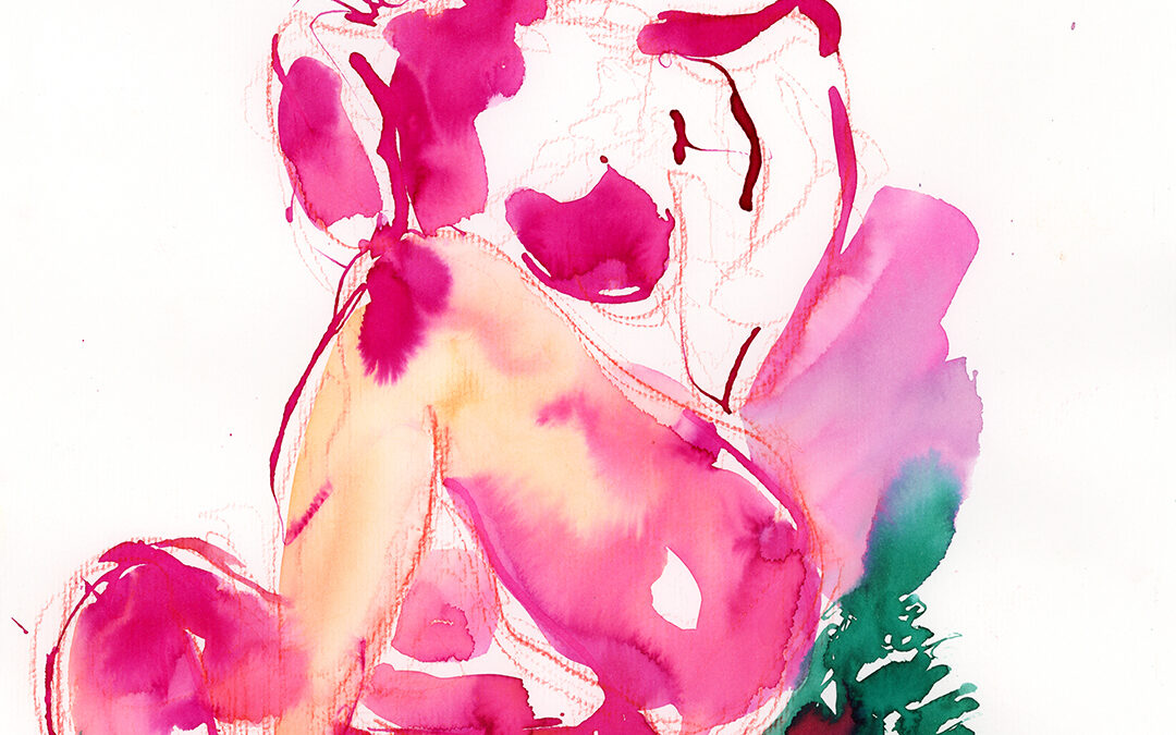 Femme assise rose