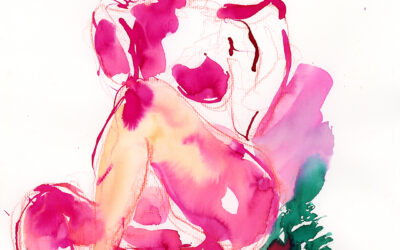 Femme assise rose
