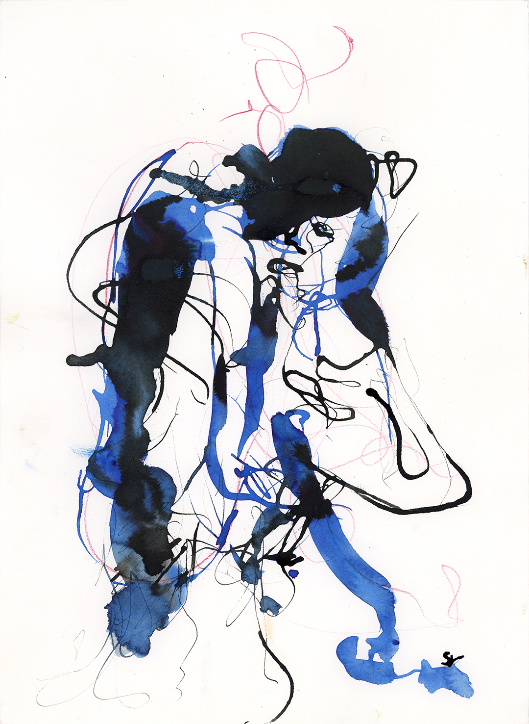 femme bleue portrait